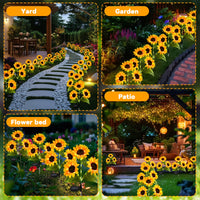 2 Pack Yellow Sunflower Solar Garden Lights Outdoor, Waterproof Solar Lights for Yard Pathway Patio Outdoor Decor