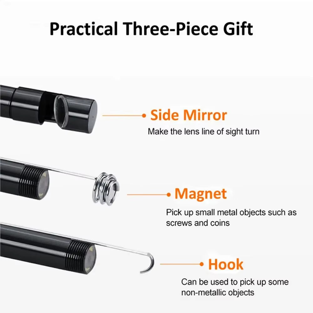 7.0MM TYPE-C Endoscope Camera IP67 Waterproof 6 Leds Adjustable USB Android Flexible Inspection Borescope Cameras for Phone PC