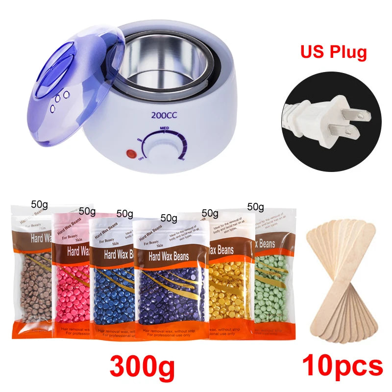 200Ml Hair Removal Tool Smart Warmer Wax Heater Hands Feet Epilator Depilatory Skin Care Paraffin Wax Machine Kit+Wax Beans