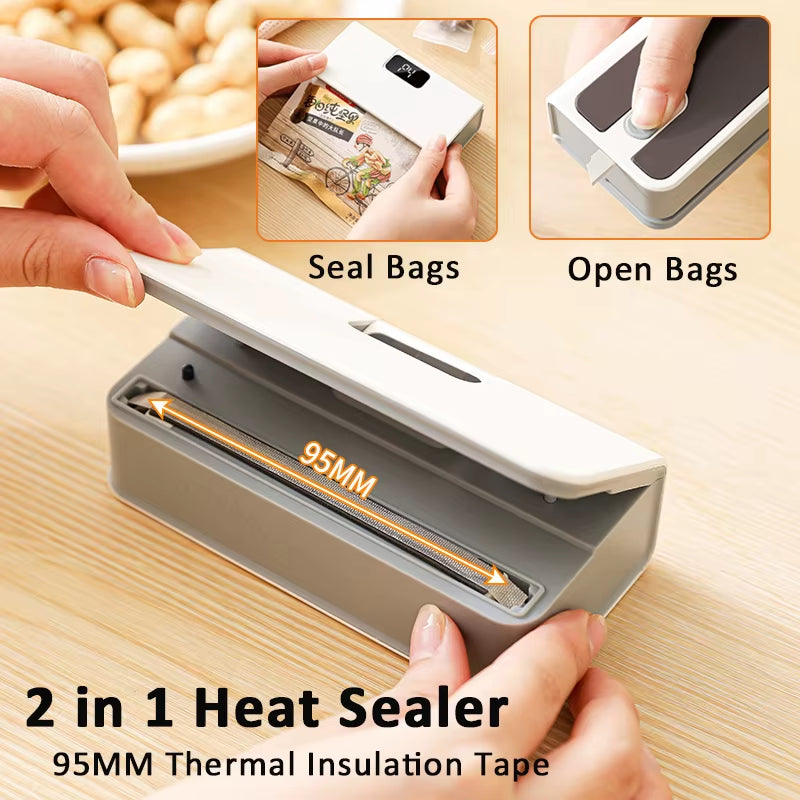 Mini Heat Sealer Plastic Bag Heat Sealing Machine Rechargable Plastic Storage Package Sealer Handheld Clip Bag Food Heat Sealer