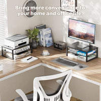 2-Tier Computer Monitor Stand Riser, Desk Organizer for Monitor, Black