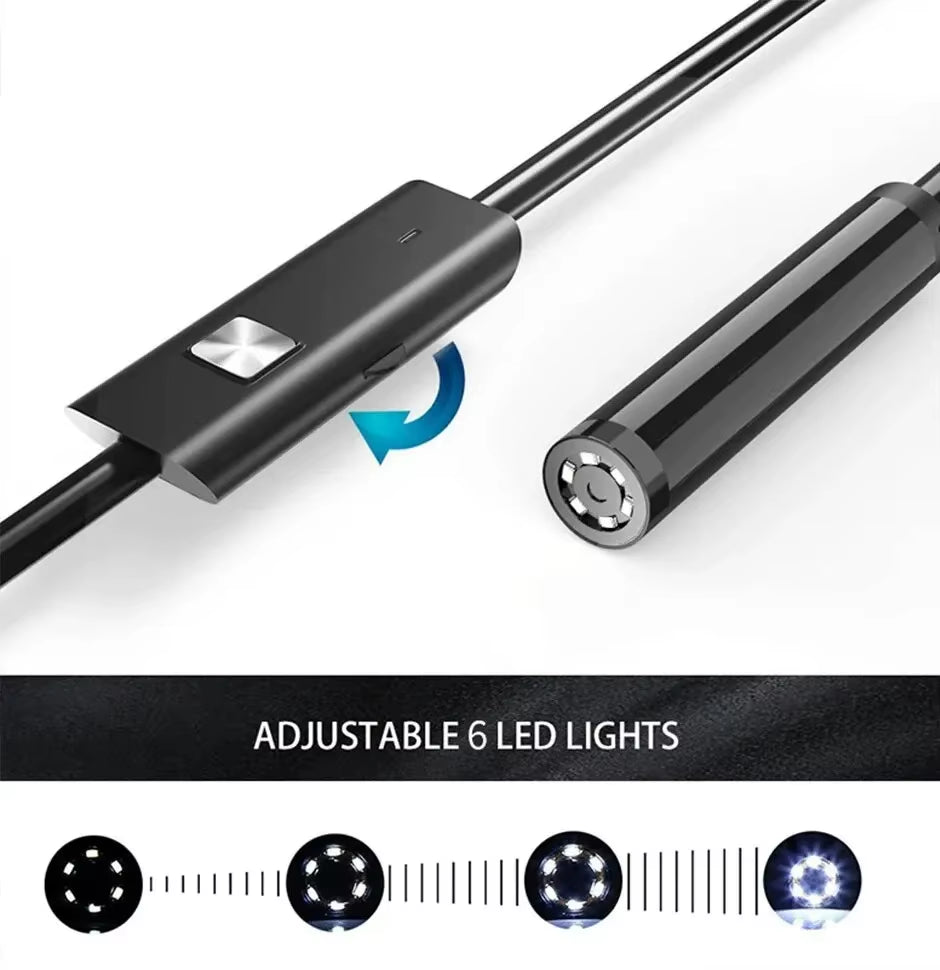 7.0MM TYPE-C Endoscope Camera IP67 Waterproof 6 Leds Adjustable USB Android Flexible Inspection Borescope Cameras for Phone PC