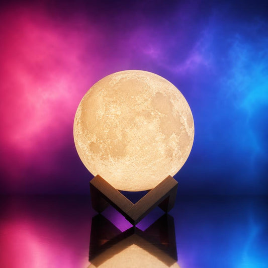 Lámpara luna LED 8cm, luz blanca cálida
