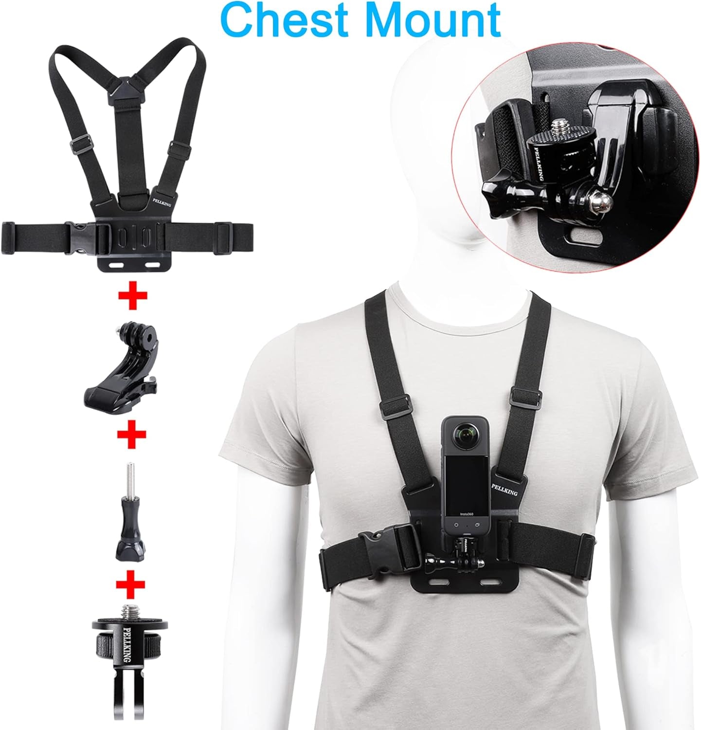 Kit de Correas 4 en 1 para Insta360 (Pecho, Cabeza, Cuello, Mochila)