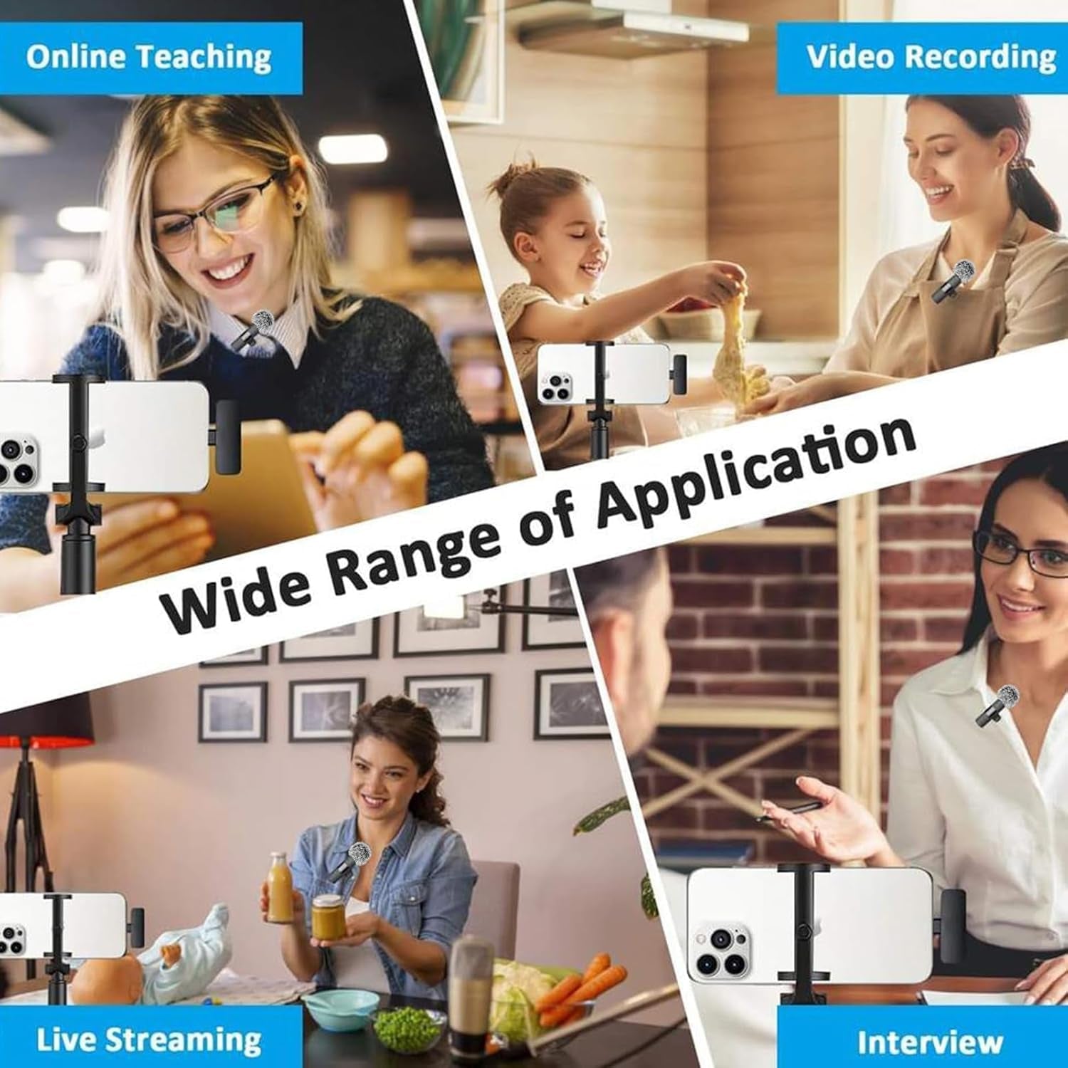 Professional Wireless Lavalier Microphone for Iphone, Ipad, Android Phone, Mini Microphone, Wireless Lapel Mic for Video Recording, Interview Podcast Vlog Youtube Tiktok for Content Creators