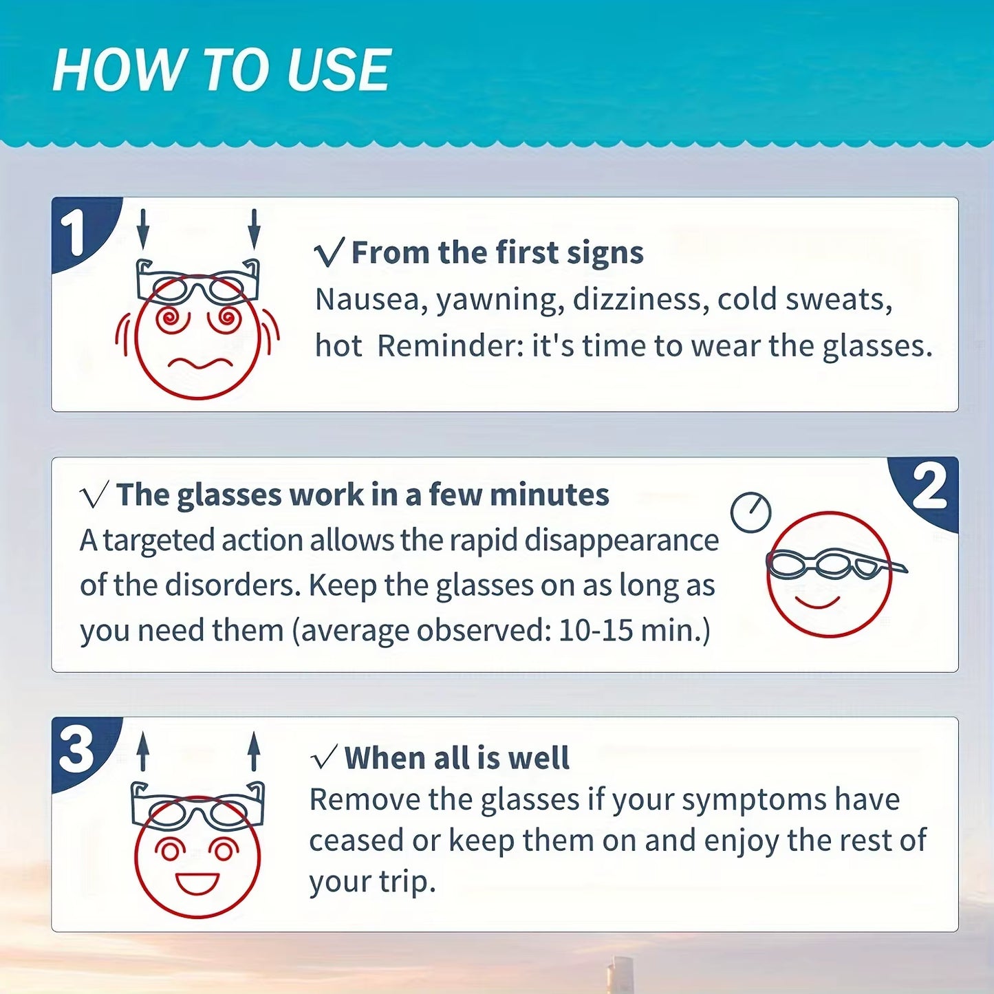 Kids' Motion Sickness Glasses - Ultra-Light Travel Essential for Car/Air/Sea and Cruise | Nausea Relief