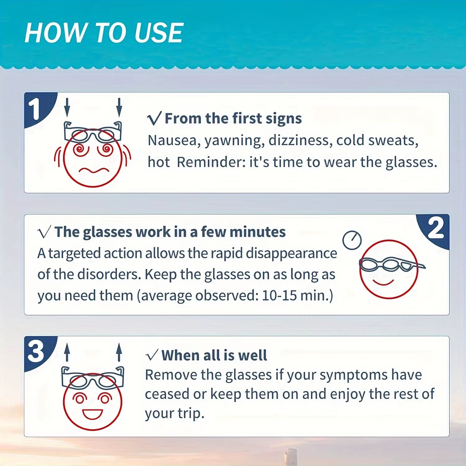 Kids' Motion Sickness Glasses - Ultra-Light Travel Essential for Car/Air/Sea and Cruise | Nausea Relief