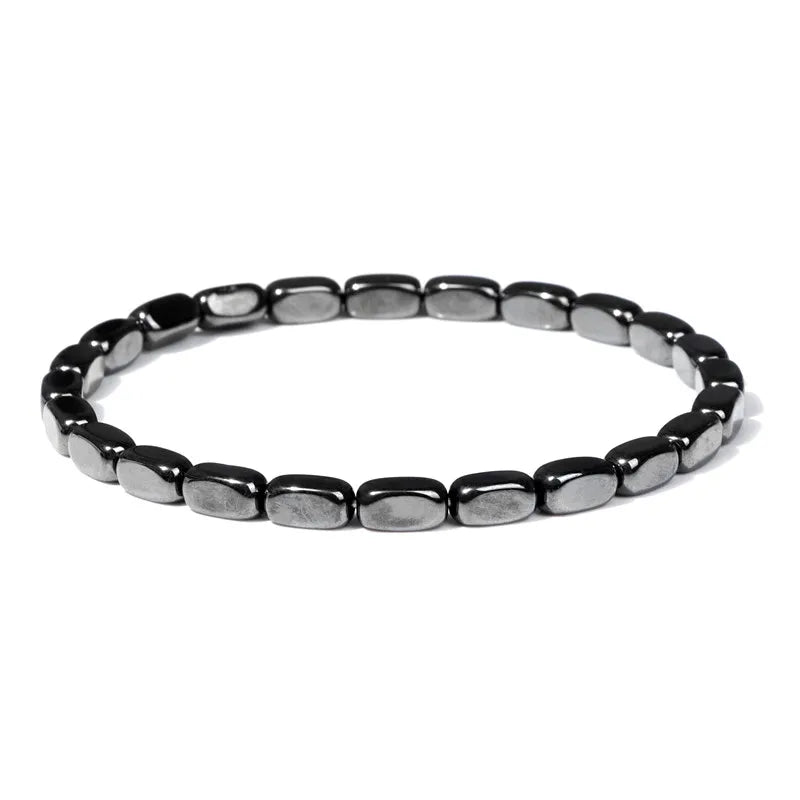 Men Hematite Bracelet Loss Weight No-Magnetic Black Hematite Bead Bracelet Healing Health Therapy Balance Pulsera Jewelry Gift