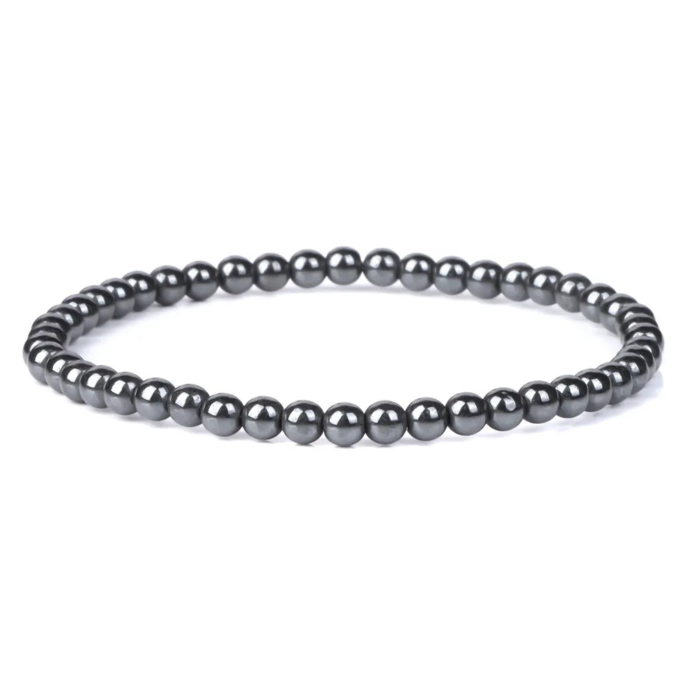 Men Hematite Bracelet Loss Weight No-Magnetic Black Hematite Bead Bracelet Healing Health Therapy Balance Pulsera Jewelry Gift
