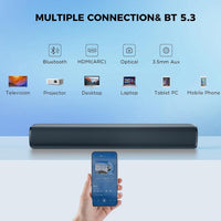 Sound Bar, 50W Soundbar for Smart TV Bluetooth 5.3 Speaker 17Inch with Arc/Optical/Aux Connection Surround for Home Theater Audio Tv/Pc/Gaming/Projectors