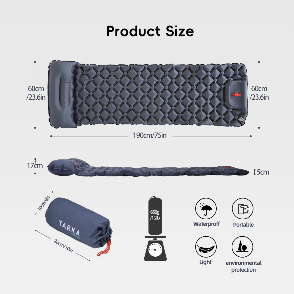 Inflatable Camping Mats Air Mattress with Pillow Outdoor Tourist Sleeping Pad Self-Inflating Mattress for Hiking Climbing