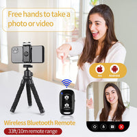 Phone Tripod for Iphone, Flexible Mini Stand with Remote for Recording | Compact Flexible Tripod with Remote, Ideal for Selfies, Video Recording, Travel and Everyday Phone Support