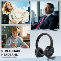 USB C Wired Over-Ear Headphones with Microphone | Volume Control, Share Port, Adjustable Headband Foldable Stereo Headset for Adult/Teens for Iphone 16, Laptop, Gaming, Travel