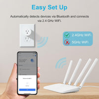 Smart Plug Wifi Outlet Works with Alexa & Google Home, 15A, 4-Pack | Smart Home Socket with Remote Control & Timer Function, Wifi Plug for Household Appliances, No Hub Required, 2.4Ghz Wifi Only