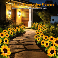 2 Pack Yellow Sunflower Solar Garden Lights Outdoor, Waterproof Solar Lights for Yard Pathway Patio Outdoor Decor