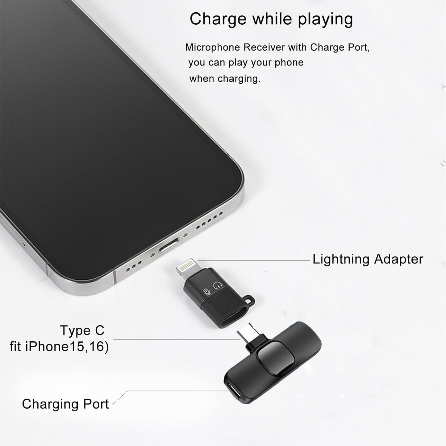 Professional Wireless Lavalier Microphone for Iphone, Ipad, Android Phone, Mini Microphone, Wireless Lapel Mic for Video Recording, Interview Podcast Vlog Youtube Tiktok for Content Creators