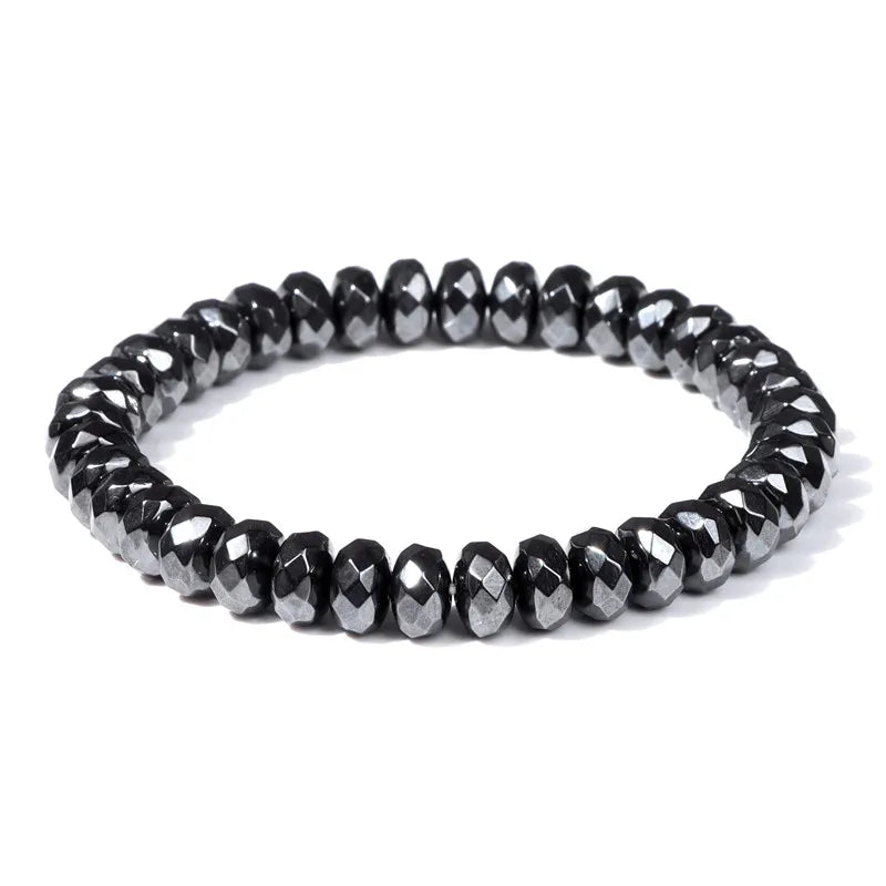 Men Hematite Bracelet Loss Weight No-Magnetic Black Hematite Bead Bracelet Healing Health Therapy Balance Pulsera Jewelry Gift