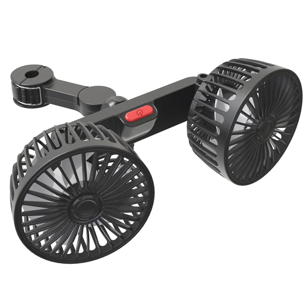 Car Fan 360° 3-Speed Car Seat Back Cooling Fan USB Charge Dual Head Fan Adjustable Rotation Neck Cooler for Car Home Accessories