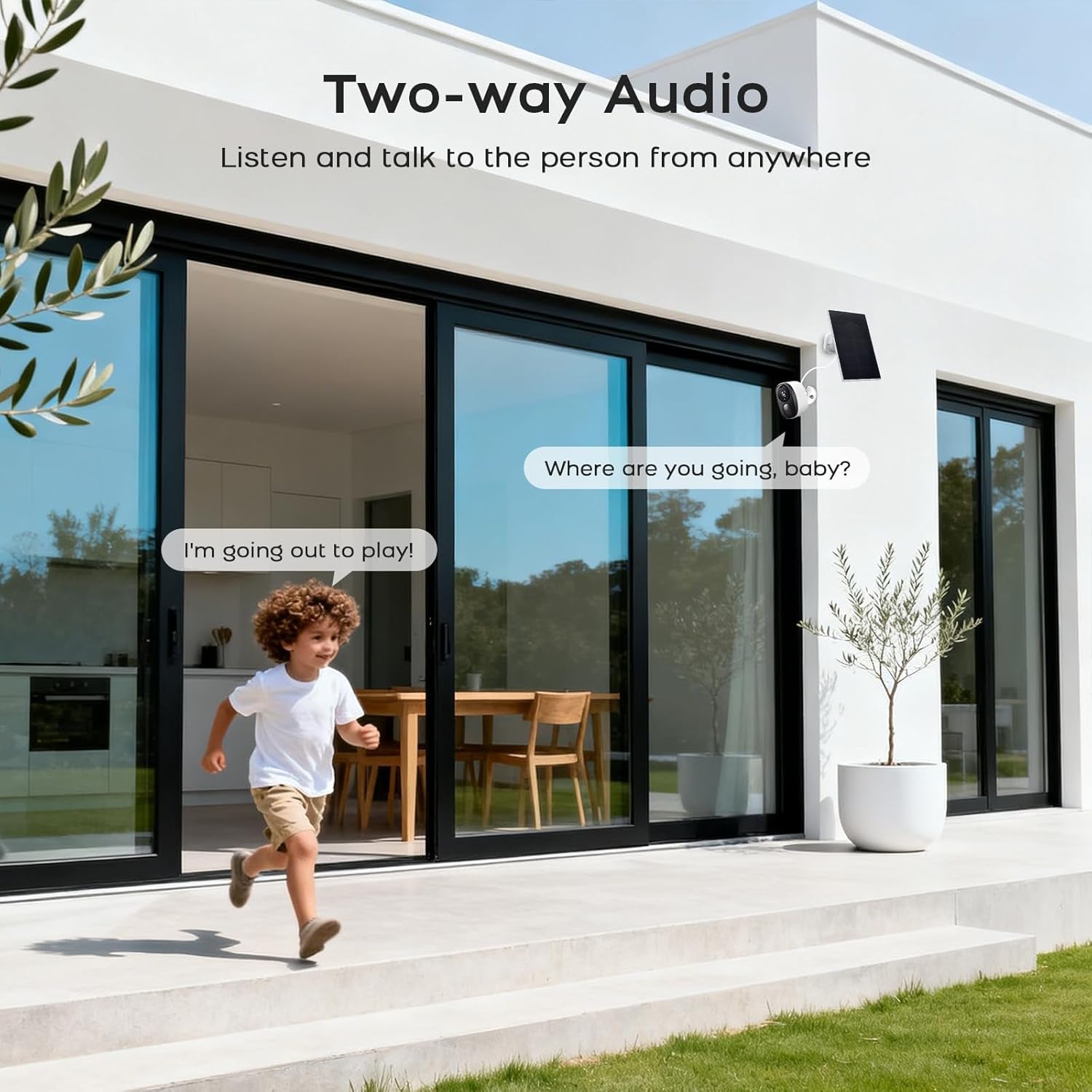 Solar Home Security Cameras Wireless Outdoor,2K HD 360°View No Monthly Fee with Wifi Security Camera,Night Vision,Two-Way Audio,Motion Detection,Smart Life APP Control IP66 Waterproof