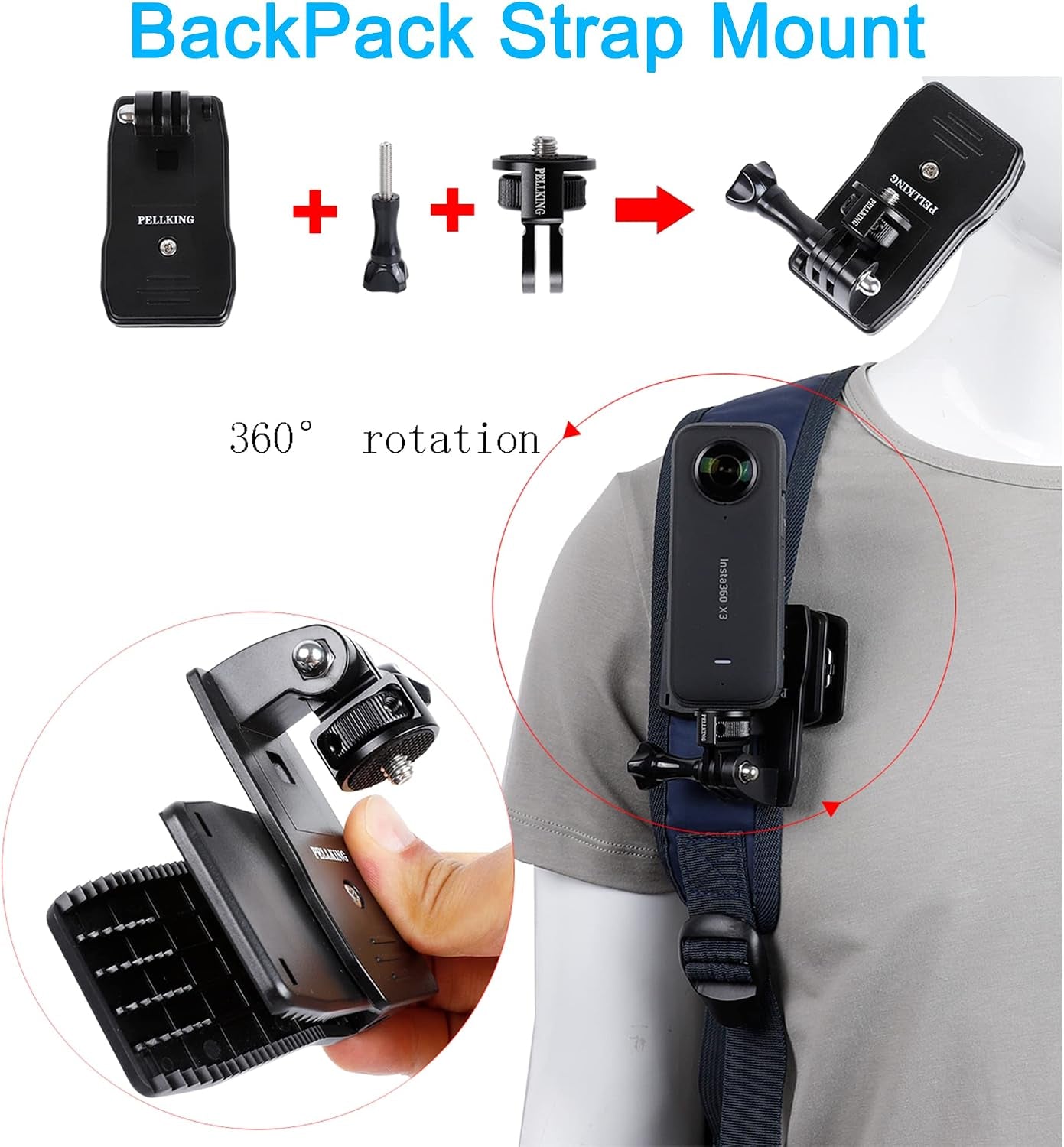 Kit de Correas 4 en 1 para Insta360 (Pecho, Cabeza, Cuello, Mochila)