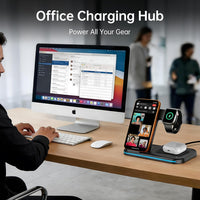 [Qi] 3 in 1 Charging Station for Iphone, 21W Wireless Charging Station, Stand Multiple Devices for Apple, for Iphone 17 16 15 14-8 Pro Max, Watch, Airpods 4 3 Pro, Nightstand, Desk, Trip, Gift