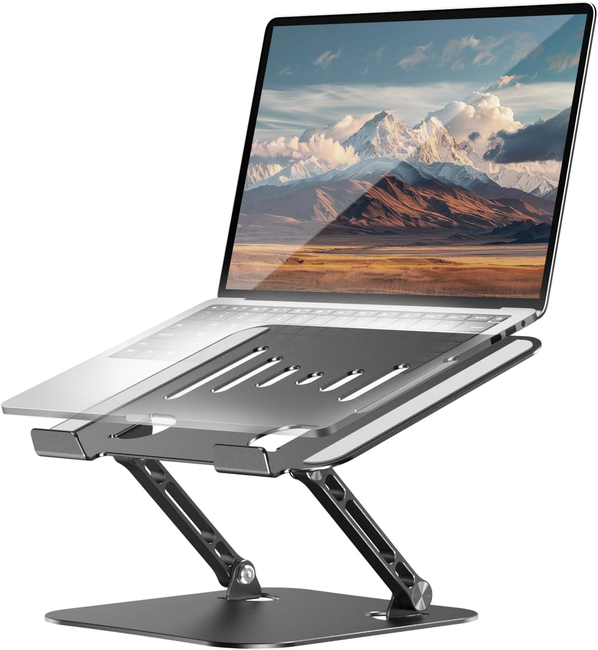 Adjustable Laptop Stand, Aluminum Laptop Riser | Portable Notebook Stand, Foldable Computer Holder for Macbook Air Pro, Dell XPS, HP and All 10–17 Inch Laptops, Black
