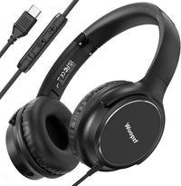 USB C Wired Over-Ear Headphones with Microphone | Volume Control, Share Port, Adjustable Headband Foldable Stereo Headset for Adult/Teens for Iphone 16, Laptop, Gaming, Travel