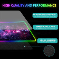 LED Gaming Mouse Pad RGB, Large Mouse Pad with 14 Light Modes, Keyboard Mousepad Led Extended Surface (35.4 X 15.8 In) for Desktop Gamers, Blue Purple Starry Nebula