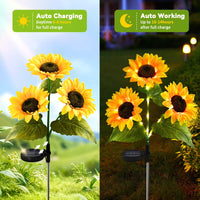 2 Pack Yellow Sunflower Solar Garden Lights Outdoor, Waterproof Solar Lights for Yard Pathway Patio Outdoor Decor