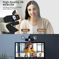 Webcam for Computer, USB Plug&Play, Auto Low Light Correction, Privacy Cover, Tripod, Wide Angle for Meeting/Online Video/Zoom, Web Cam with Microphone (1080P)