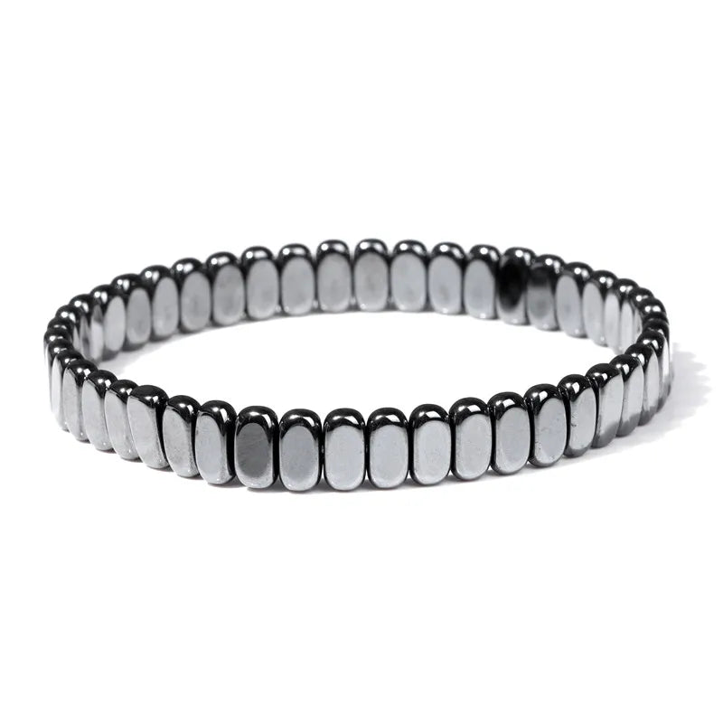 Men Hematite Bracelet Loss Weight No-Magnetic Black Hematite Bead Bracelet Healing Health Therapy Balance Pulsera Jewelry Gift