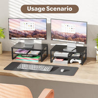 2-Tier Computer Monitor Stand Riser, Desk Organizer for Monitor, Black