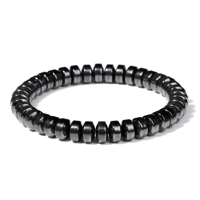 Men Hematite Bracelet Loss Weight No-Magnetic Black Hematite Bead Bracelet Healing Health Therapy Balance Pulsera Jewelry Gift
