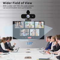 Webcam for Computer, USB Plug&Play, Auto Low Light Correction, Privacy Cover, Tripod, Wide Angle for Meeting/Online Video/Zoom, Web Cam with Microphone (1080P)