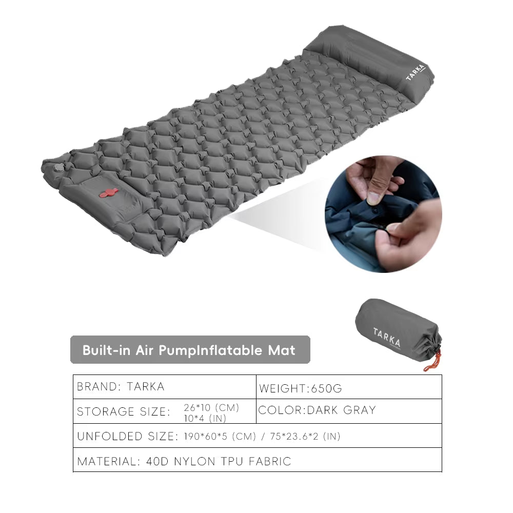 Inflatable Camping Mats Air Mattress with Pillow Outdoor Tourist Sleeping Pad Self-Inflating Mattress for Hiking Climbing