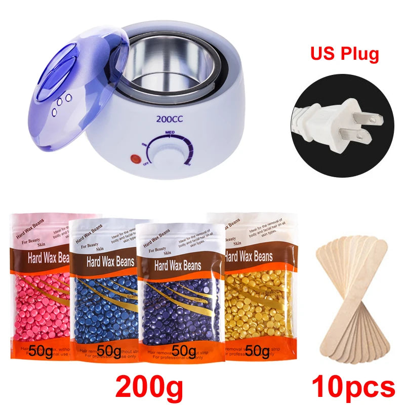 200Ml Hair Removal Tool Smart Warmer Wax Heater Hands Feet Epilator Depilatory Skin Care Paraffin Wax Machine Kit+Wax Beans