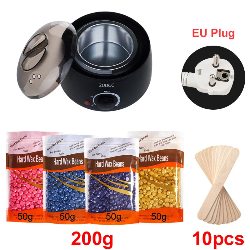 200Ml Hair Removal Tool Smart Warmer Wax Heater Hands Feet Epilator Depilatory Skin Care Paraffin Wax Machine Kit+Wax Beans