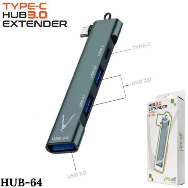 Adaptador Hub Tipo C 4 en 1 con HDMI VGA USB