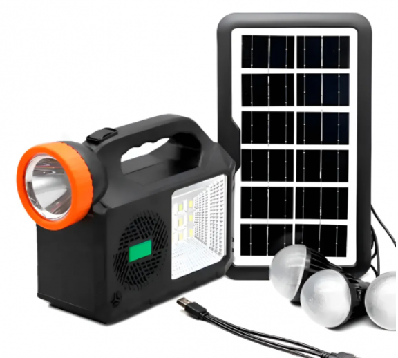 Kit Solar Portátil GD-102 (Panel + Batería + Bombillos)